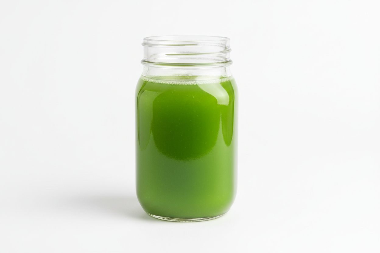 can you create a picture for my website. Im advertising a celery juice in a mason jar with a white background